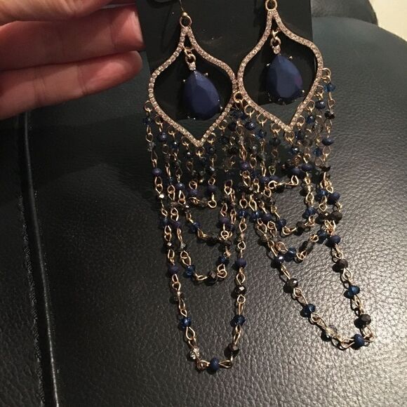 INC Teal Curtain Drop earrings - Picture 4 of 8